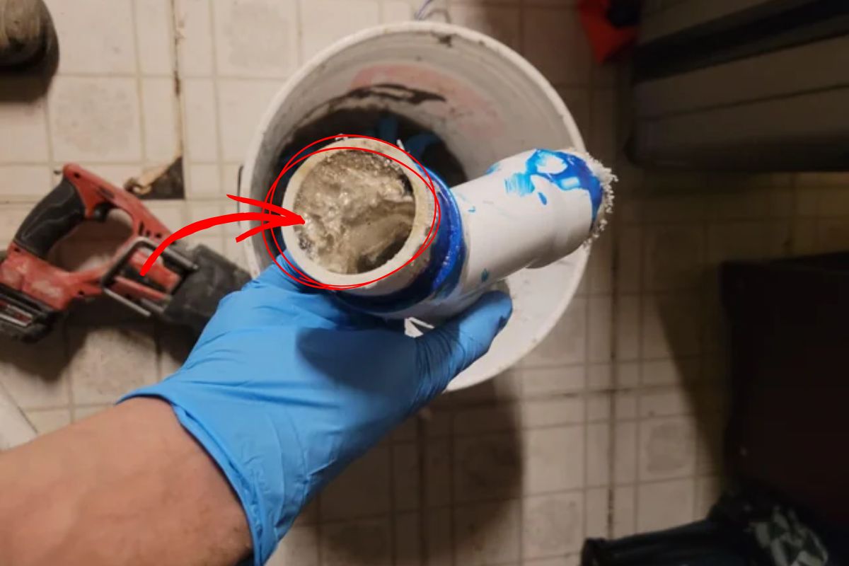 Acúmulo de gordura formando crosta em tubulação residencial