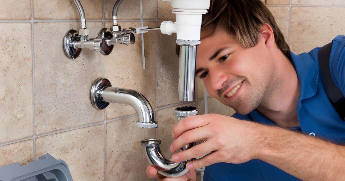 Técnico realizando manutenção hidráulica durante o inverno