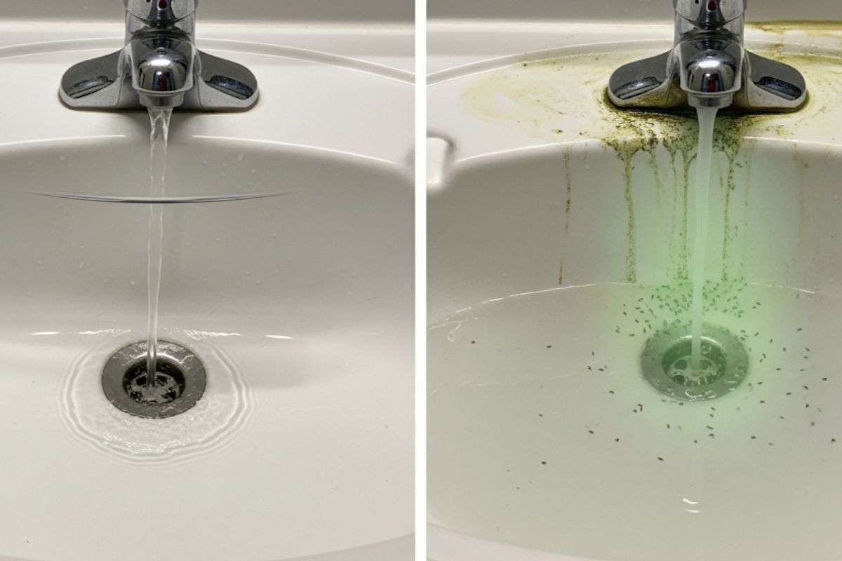 Imagem mostrando Torneira com água limpa x torneira com água suja