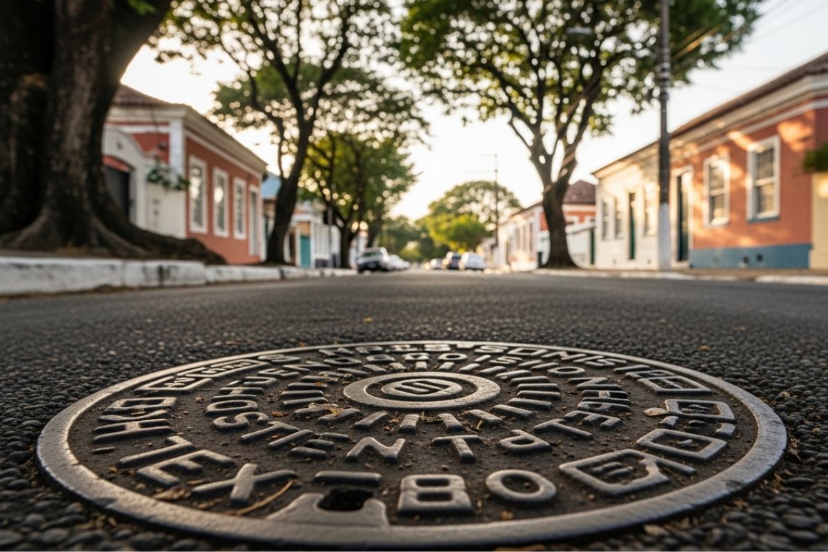 Rua histórica nos bairros da Mooca e Ipiranga com árvores antigas, cujas raízes podem invadir e entupir tubulações de esgoto de ferro fundido ou barro.