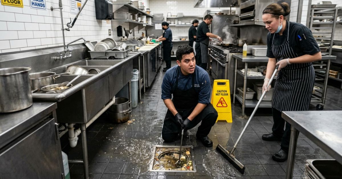 Cozinha de restaurante entupindo com ralo lento e risco de prejuízo operacional
