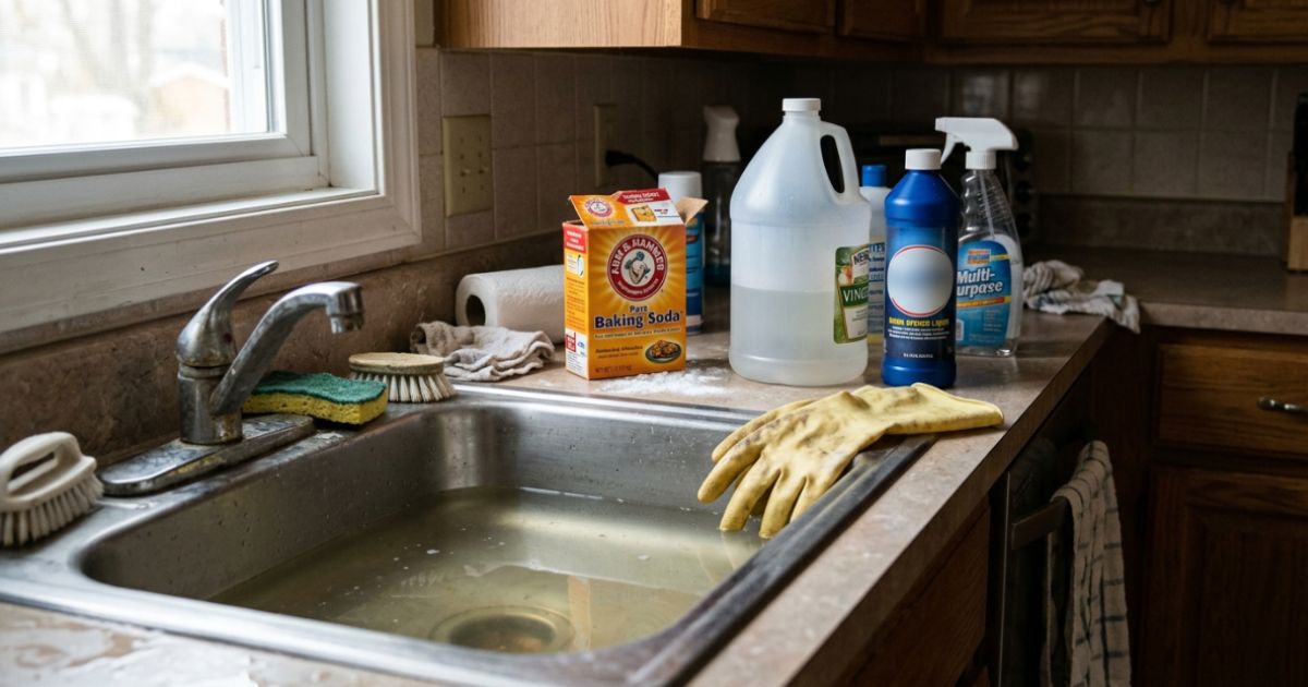 Receitas caseiras de desentupimento com produtos na pia e risco de piorar o entupimento