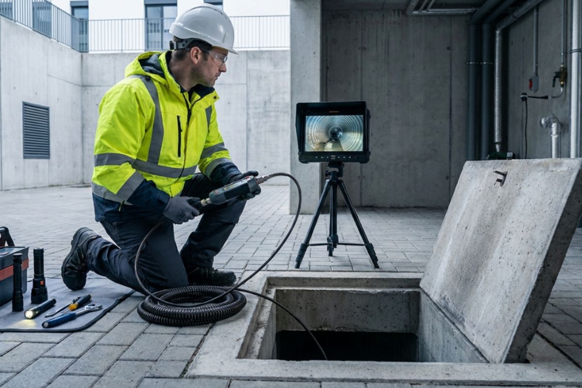 Videoinspeção para localizar obstrução em caixa de inspeção em Osasco