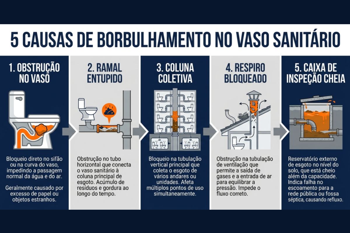 Causas de vaso sanitário borbulhando na Vila Prudente