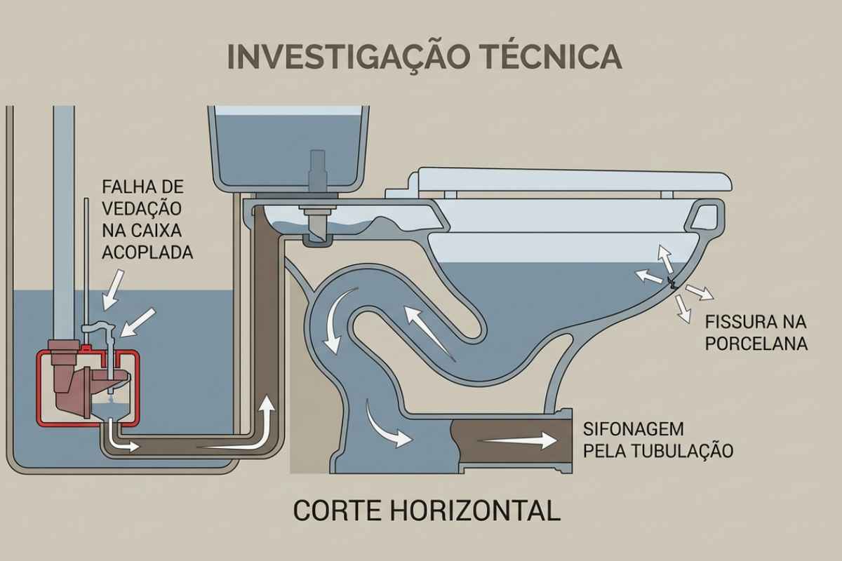 Possíveis causas para água da privada baixar sozinha