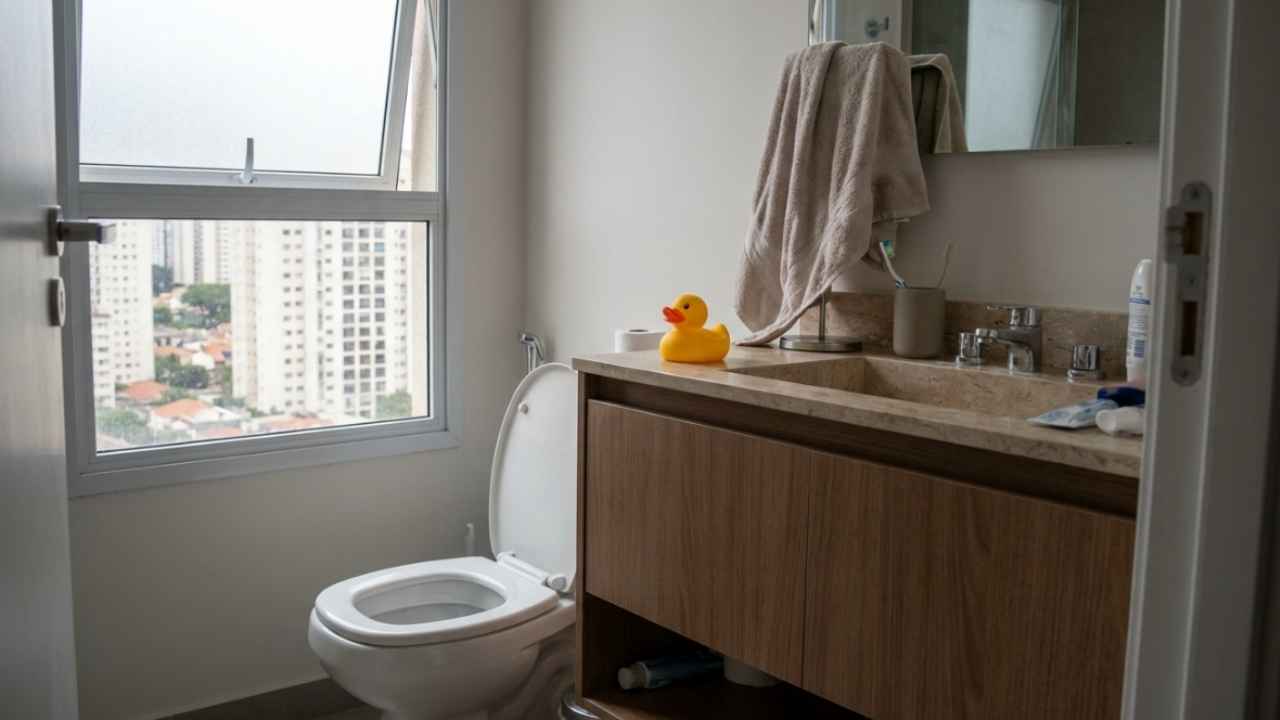 Objeto caído dentro de vaso sanitário em banheiro no Jabaquara