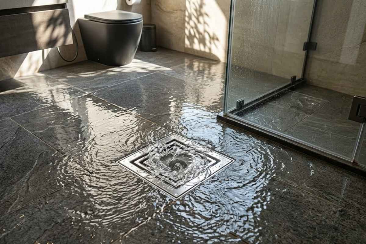Ralo de banheiro transbordando em imóvel em Santana